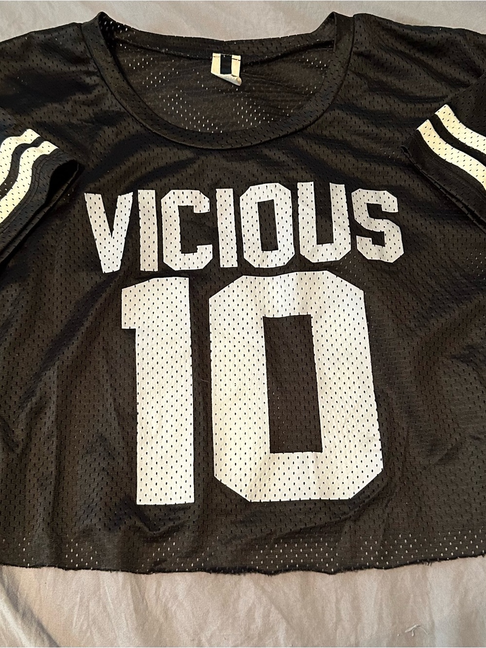 Black Mesh Crop Top with Vicious